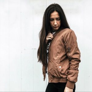 Tan Classic Bomber Jacket